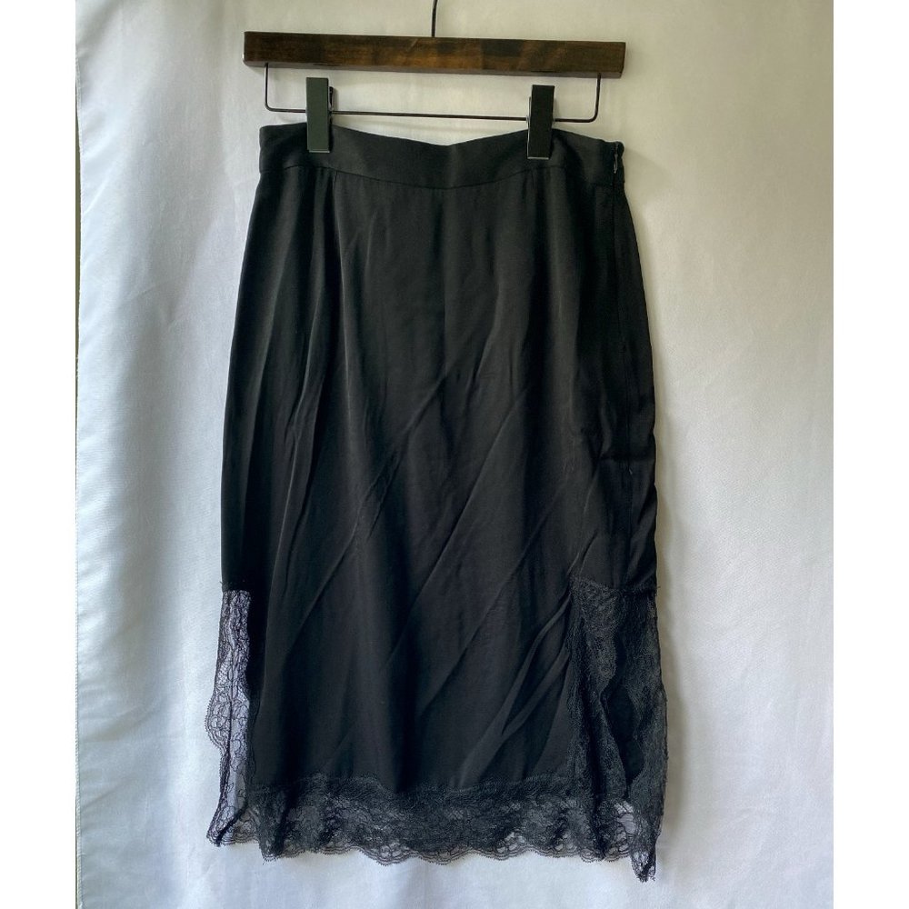 Zara Black Viscose Lace Midi Skirt. Size M.